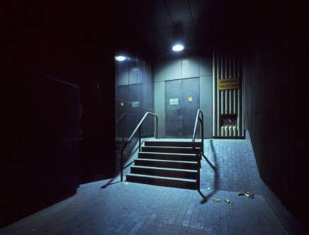 Dark City - Spotlit steps from fire exit, SE1