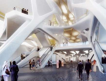 ZHA, "KAFD Metro Station." Interior.