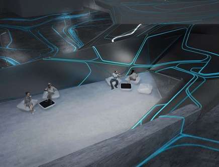 Megan CHEUNG, Andrew GARDNER, & Yi-Ju TSENG, "MoRR." Terrace and courtyard, rendering.