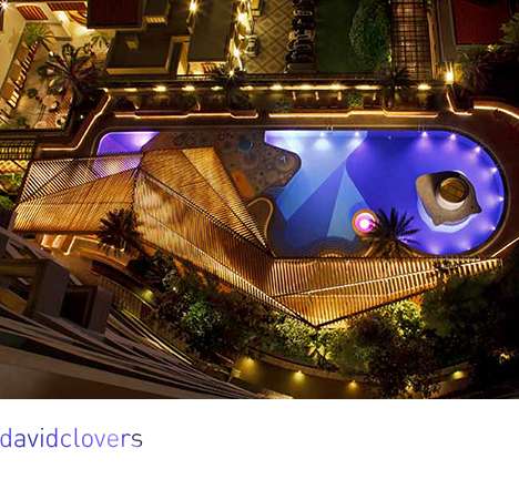 davidclovers, TRB109 WATERSCAPE. Aerial photograph of the pool lit at night.