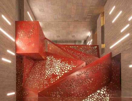 Arup, "Villa Mallorca." Copper staircase. © Quintin Lake Photography.