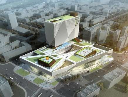 Joel Sanders Architect with FreelandBuck, "Kunshan Phoenix Cultural Mall." Aerial.