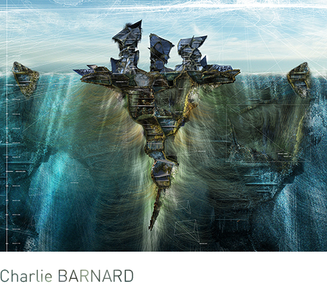 Charlie BARNARD, "Floating Utopia." The island, section/chronogram.
