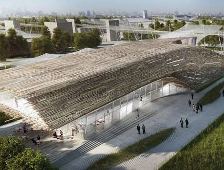 Mario GASSER & Bence PAP, "Austrian Expo Pavillion." Aerial rendering.