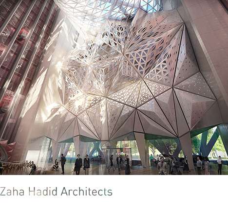 Zaha Hadid Architects, "City of Dreams Hotel Tower." Lobby atrium.