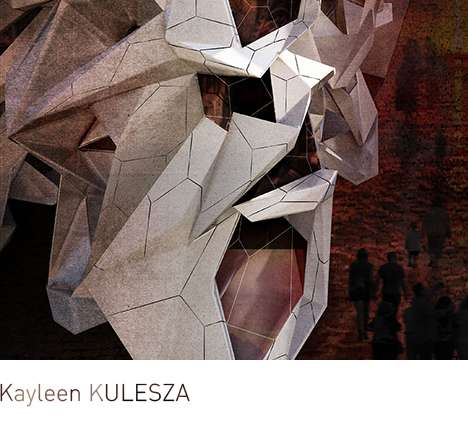 Kayleen KULESZA, "The Grotto: Urban Multi-Family Housing." Corner rendering.