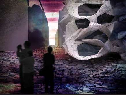 Kayleen KULESZA, "The Grotto: Urban Multi-Family Housing." Exterior rendering.