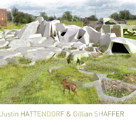 Justin HATTENDORF & Gillian SHAFFER, "The City and its Double." Rendering, urban prairie.
