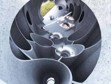 Paul SCRUGHAM, "Silo Breaking." Gallery space, looking down.