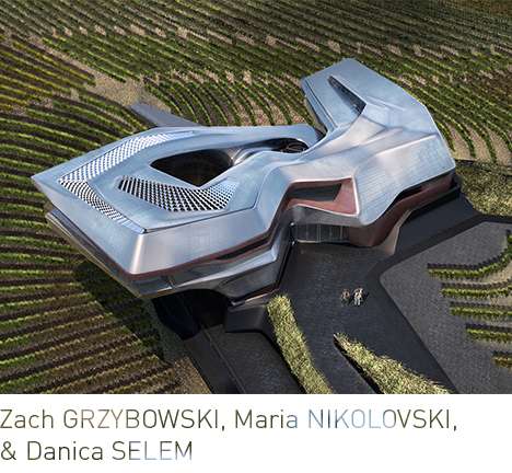 Zach GRZYBOWSKI, Maria NIKOLOVSKI, & Danica SELEM, "Objectified Field." Bird's-eye rendering.