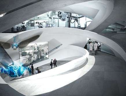 Romina HAFNER, "Exoteric Insides: Graz Science Center." Interior research lab, rendering.
