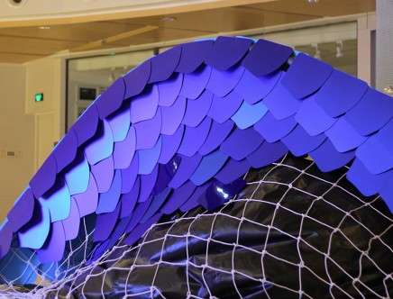 LEAD (Kristof CROLLA & Julien KLISZ), "BREATHING." Under construction: spine, net, inflatable, and scales.