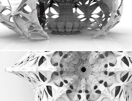 Youngseok DOO, Kazushi MIYAMOTO, & Theodora Maria MOUDATSOU, "Augmented Skin." Pavilion, perspective; pavilion, top view.