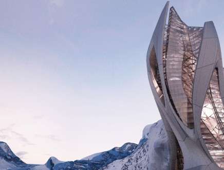 Sergiu Radu POP, "Transformable Antarctic Research Facility." Exterior rendering.