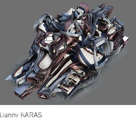Danny KARAS, "M&N." Cutaway rendering, exterior.