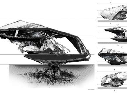 Daniel CAVEN, "7004 house." Section; elevations.