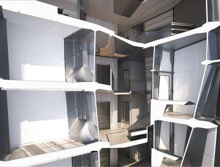 Caleb WHITE, "Shifting Hybrids." Section rendering.