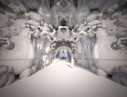 Mark Foster Gage Architects, "Helsinki Guggenheim (unsubmitted)." Entrance rendering.
