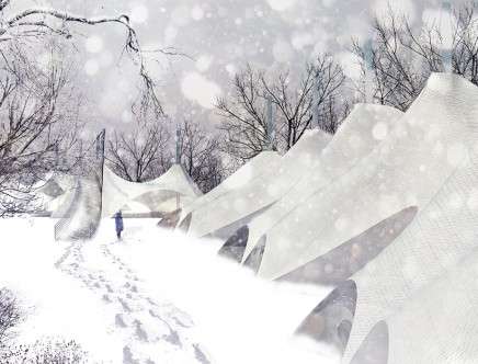 Shinji MIYAJIMA, "Forest Skin." Wintertime, rendering.