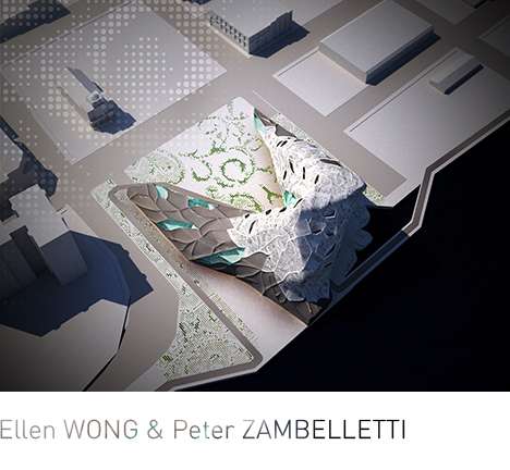 Ellen WONG & Peter ZAMBELLETTI, "FLUX Amalgamation." Bird's-eye rendering.