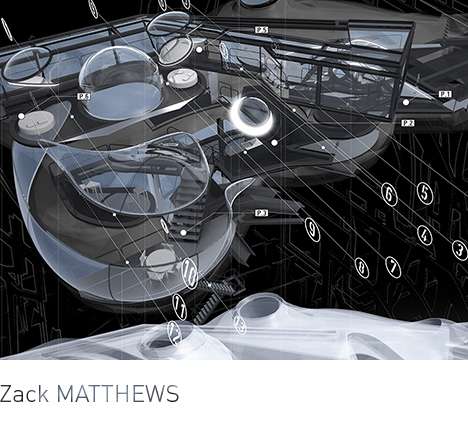 Zack MATTHEWS, "#HOUSEFORTHEDIGITALFIEND." Flyover site plan; spatial tectonics, diagram.