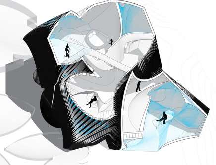 Zherui WANG, "House as a Manifesto: Domestic Collection and Consumption of Air." Cut-away axonometric.