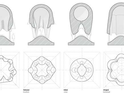Clark THENHAUS / Endemic, "A Project Four Domes Nowhere in the Middle." Four domes, plans.