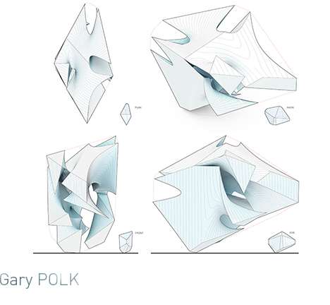 Gary POLK, "Torque Carving." Polyhedron envelope, diagram.