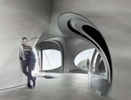 Yihan LI, "Architectural Timepiece." Interior rendering.