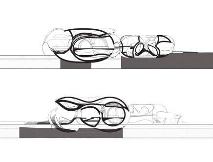 Yihan LI, "Architectural Timepiece." Section drawings.