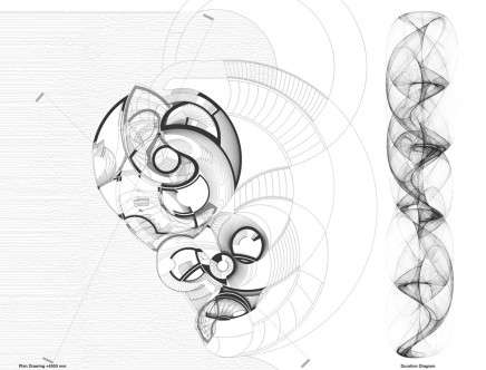 Yihan LI, "Architectural Timepiece." Plan drawing.