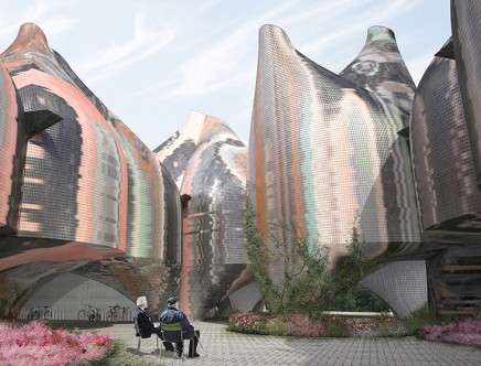 Young & Ayata, "Vessel Collective." Bauhaus Museum, Courtyard rendering.