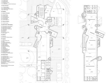 Preliminary Research Office, "Bulging Wall(s): Bauhaus Museum Dessau." Floor plans.